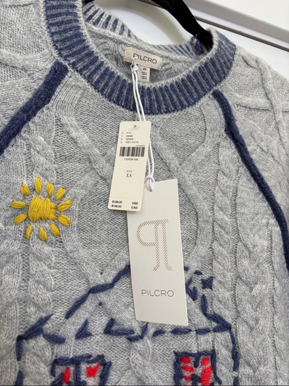 NWT Anthropologie Pilcro Cable-Knit Embroidered Cozy Home Sweater - Picture 9 of 11